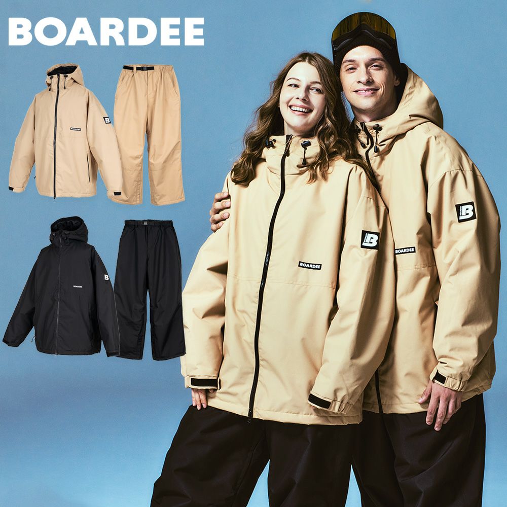 BOARDEE スノーボードウェア　上下セット　ブラック BOARDEE スノボウェア メンズ ジャケット 単品 スノーボードウェア