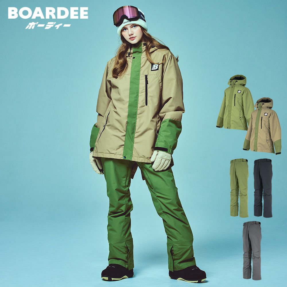 BOARDEE スノーボードジャケット＆パンツセット 上下 プラスニット帽セット BOARDEE スノボウェア メンズ 上下セット スノーボードウェア BOARDEE